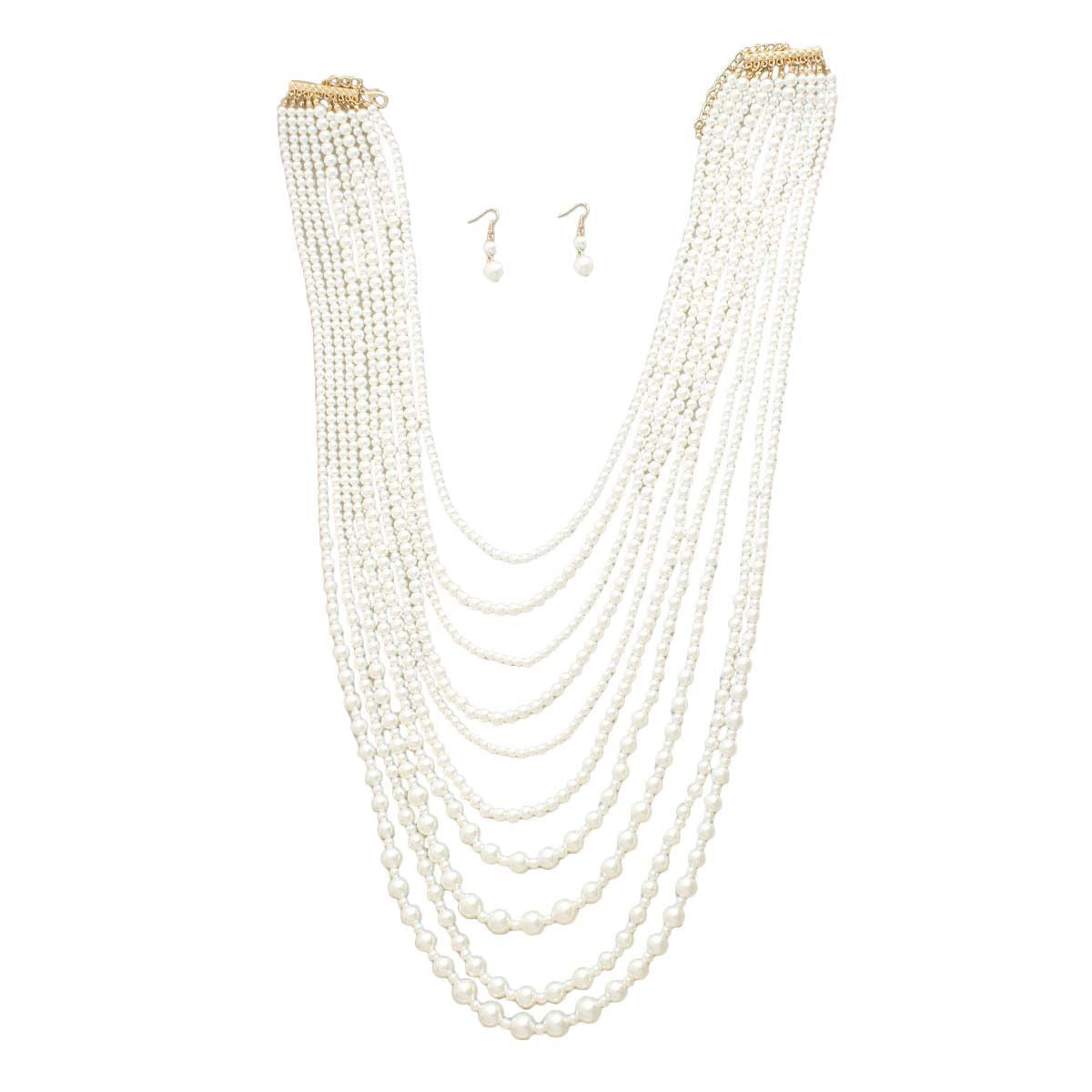 Cream Pearl 10 Strand Necklace|28 inches - Premium Wholesale Jewelry from Pinktown - Just $38! Shop now at chiquestyles