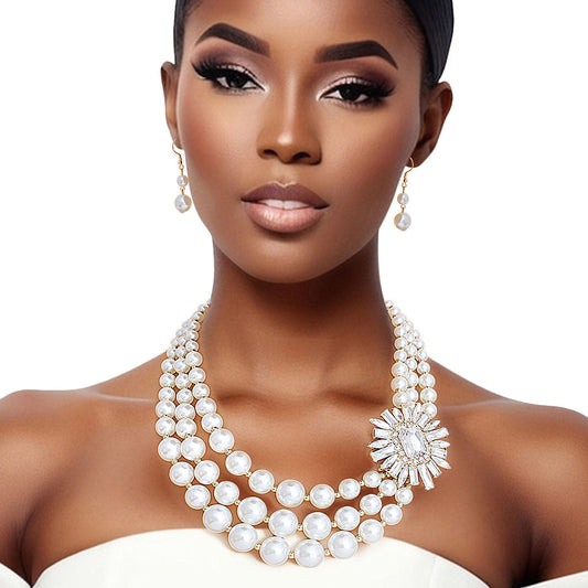 Pearl Necklace Cream Vintage Stone Set for Women - Premium Wholesale Jewelry from Pinktown - Just $19! Shop now at chiquestyles