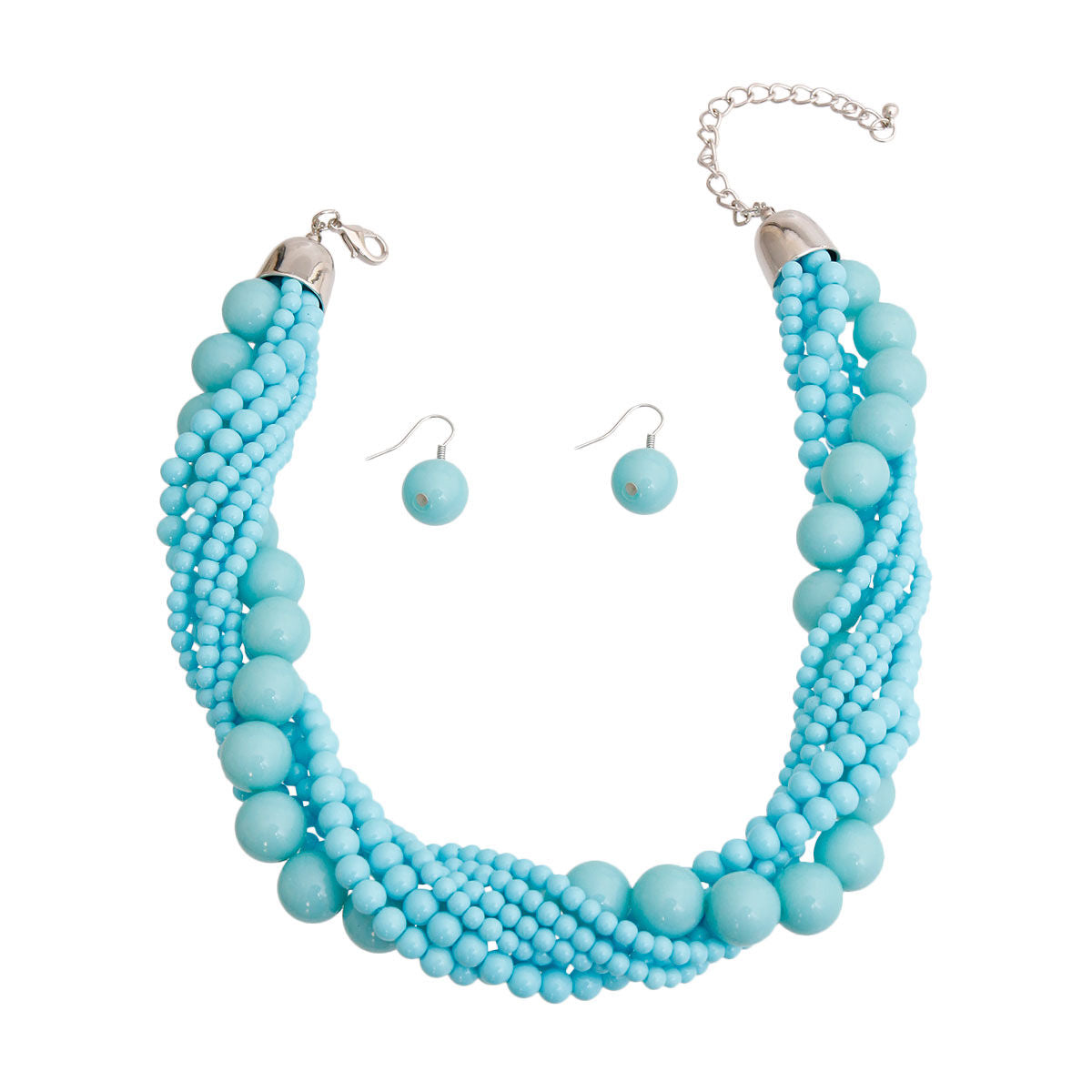 Light Blue Bead Twisted Necklace|16 inches - Premium Wholesale Jewelry from Pinktown - Just $11! Shop now at chiquestyles