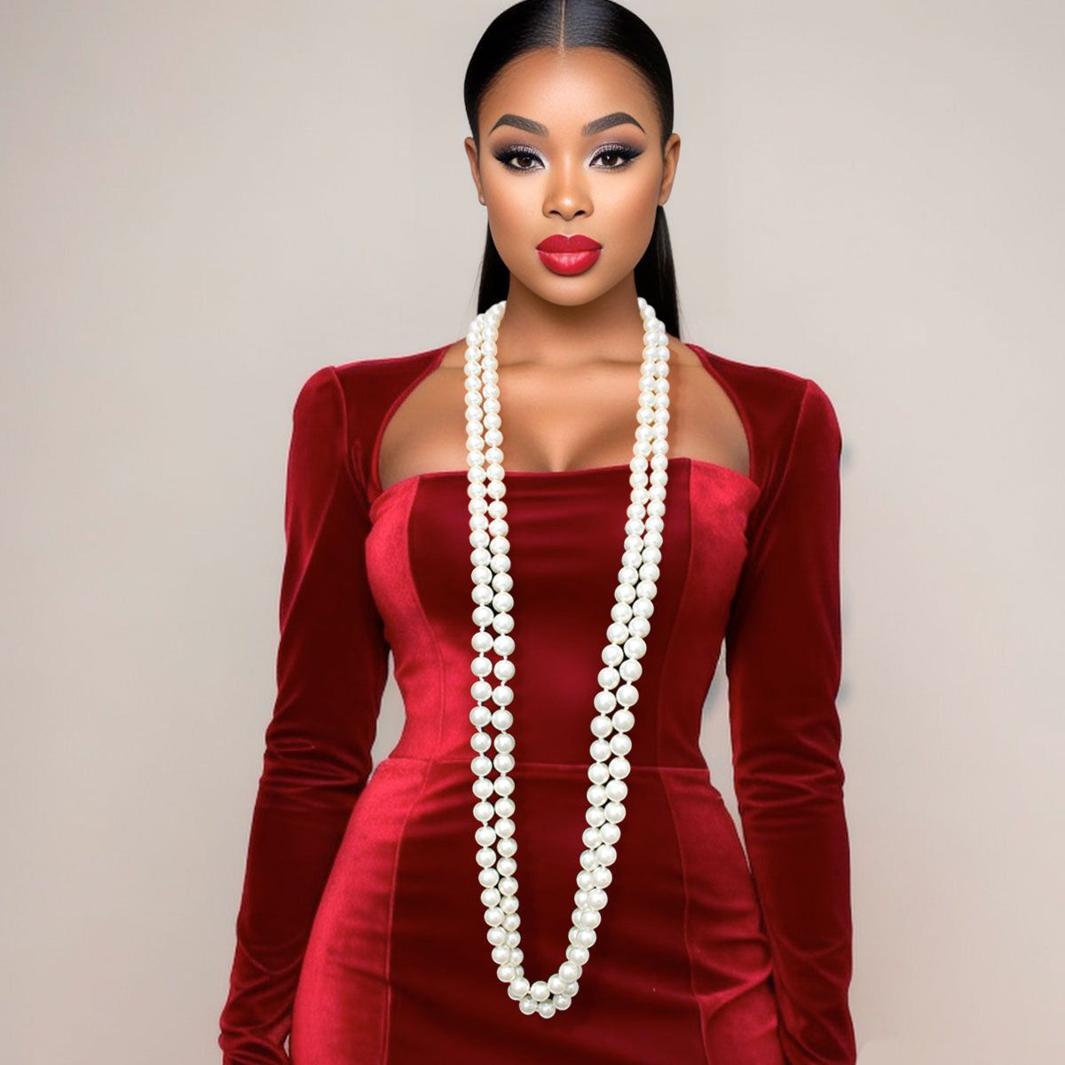 Necklace Cream Glass Endless Pearls for Women|96 inches - Premium Jewelry from Pinktown - Just $24! Shop now at chiquestyles