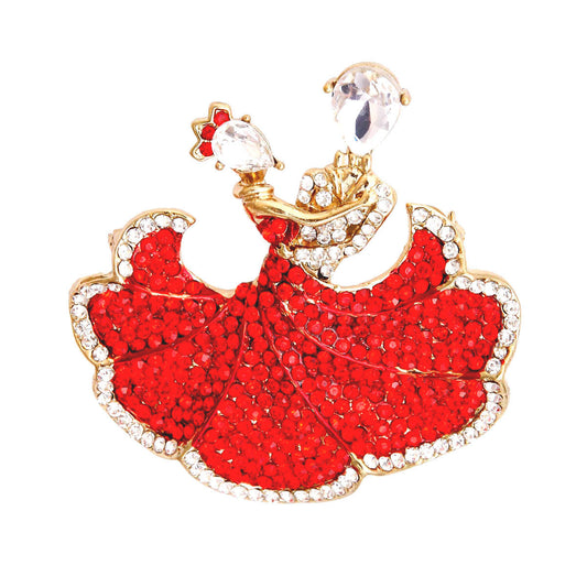 Red Dancing Pair Stone Brooch|3 x 2.75 inches - Premium Wholesale Jewelry from Pinktown - Just $11! Shop now at chiquestyles