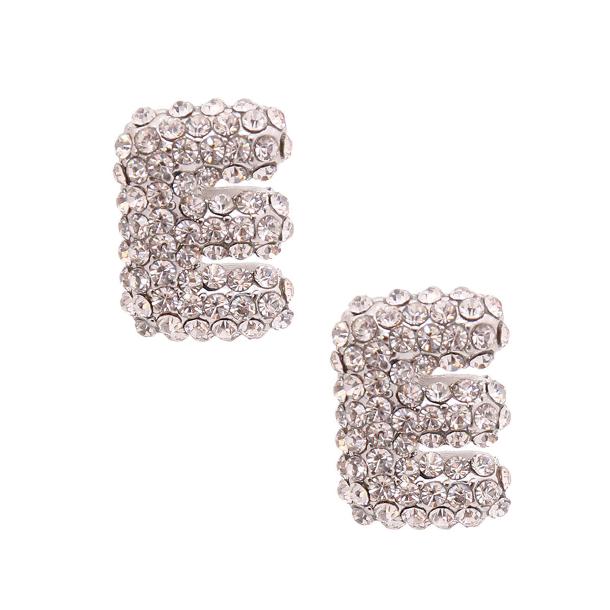 E Rhinestone Silver Studs|0.85 inches - Premium Wholesale Jewelry from Pinktown - Just $11! Shop now at chiquestyles