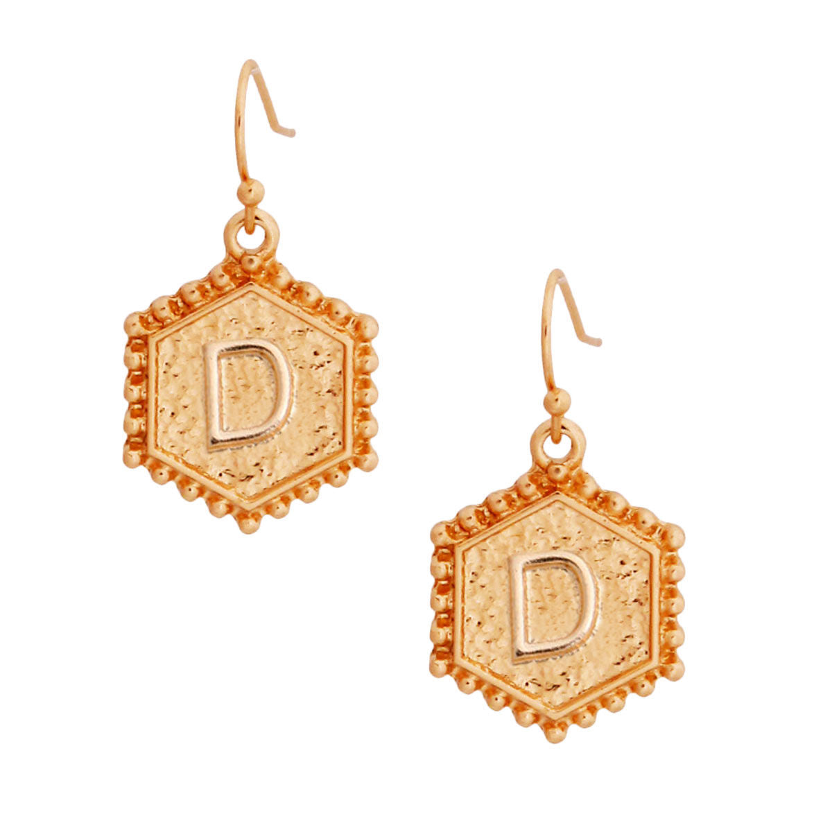 D Hexagon Initial Earrings|1 inch - Premium Wholesale Jewelry from Pinktown - Just $7! Shop now at chiquestyles