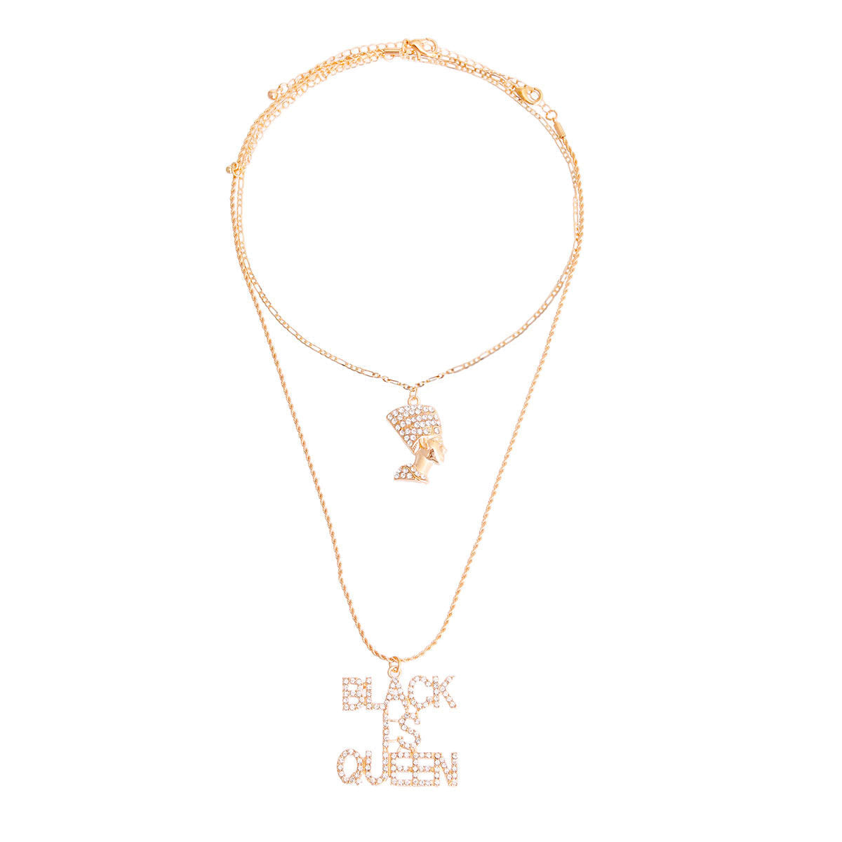 Gold Double Chain Black is Queen Necklace|16 inches - Premium Wholesale Jewelry from Pinktown - Just $15! Shop now at chiquestyles