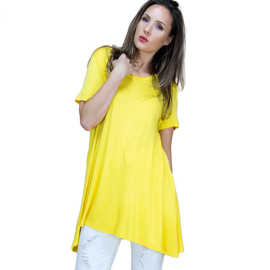 Small Yellow Scoop Neck Tunic|Small - Premium Wholesale Fashion Accessories from Pinktown - Just $26! Shop now at chiquestyles