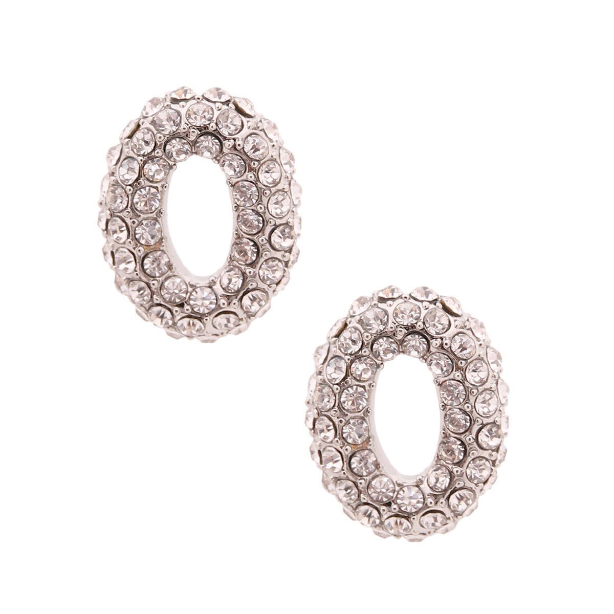 O Rhinestone Silver Studs|0.85 inches - Premium Wholesale Jewelry from Pinktown - Just $11! Shop now at chiquestyles
