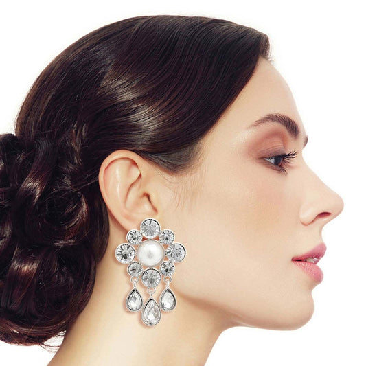 Silver Antique Flower Studs|2.15 inches - Premium Wholesale Jewelry from Pinktown - Just $12! Shop now at chiquestyles