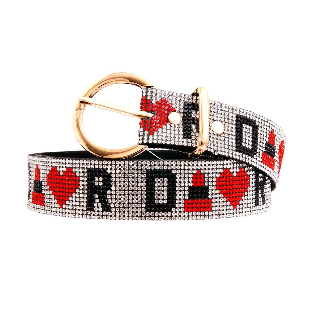Designer Inspired Red Rhinestone Belt - Premium Wholesale Fashion Accessories from Pinktown - Just $26! Shop now at chiquestyles