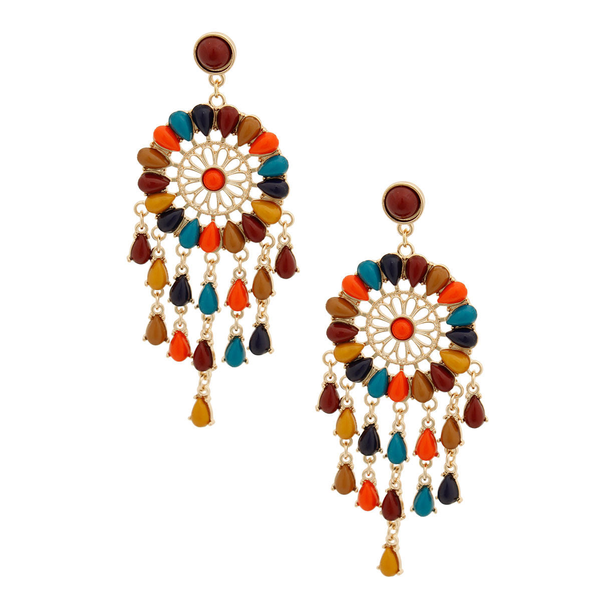 Multi Color Bead Dream Catcher Earrings - Premium Wholesale Jewelry from Pinktown - Just $15! Shop now at chiquestyles