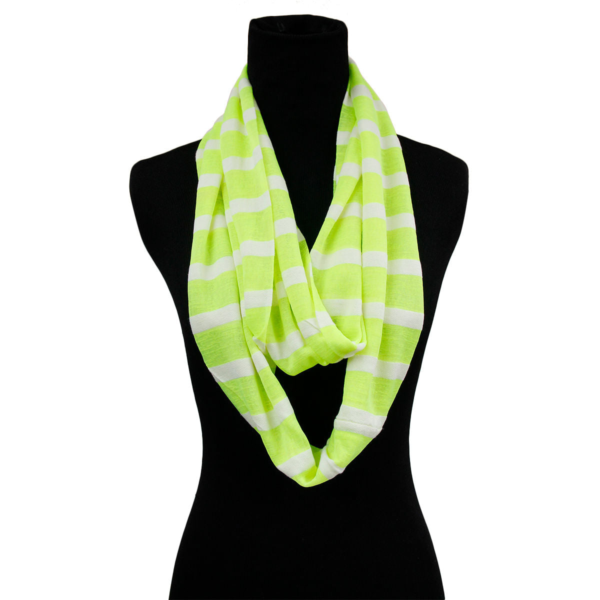Neon Yellow Striped Infinity Scarf|70 x 7 inches - Premium Wholesale Fashion Accessories from Pinktown - Just $9! Shop now at chiquestyles