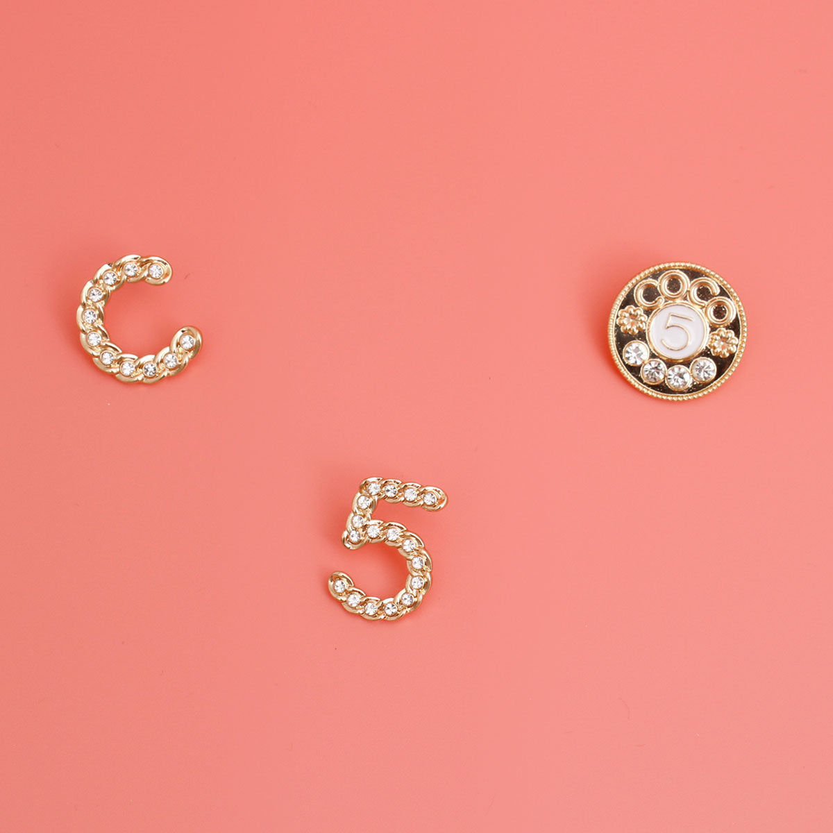 Gold White 3pcs Coco Designer Studs|Assorted - Premium Wholesale Jewelry from Pinktown - Just $13! Shop now at chiquestyles