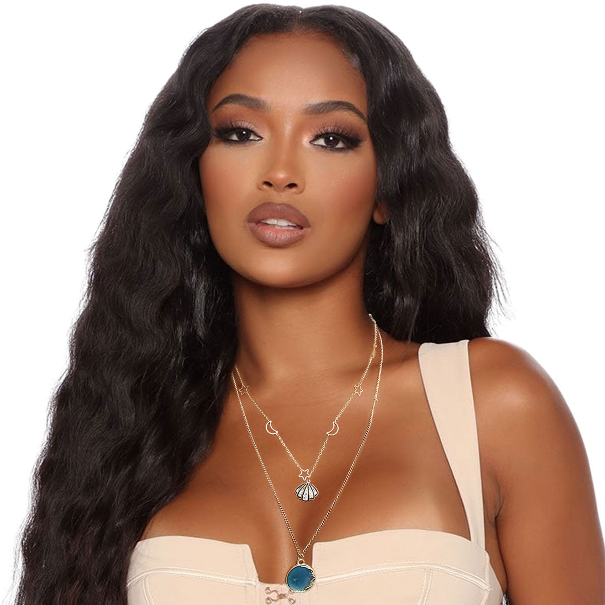 Moon and Stars Layered Necklace|18 inches - Premium Wholesale Jewelry from Pinktown - Just $7! Shop now at chiquestyles