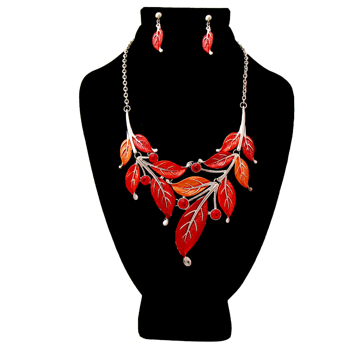 Red Leaf Necklace Set|18 inches - Premium Wholesale Jewelry from Pinktown - Just $22! Shop now at chiquestyles