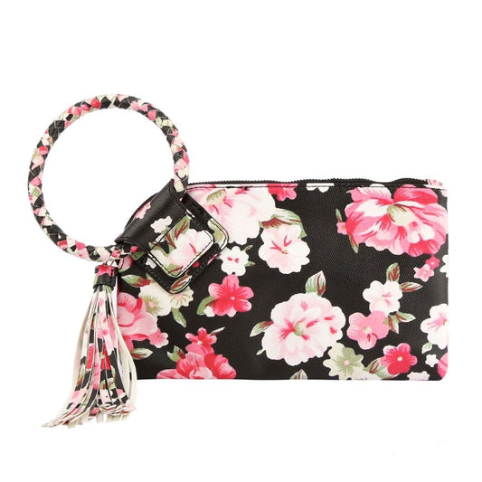 Black Floral Bangle Clutch|10.5 x 6 x 1 inches - Premium Wholesale Fashion Accessories from Pinktown - Just $31! Shop now at chiquestyles