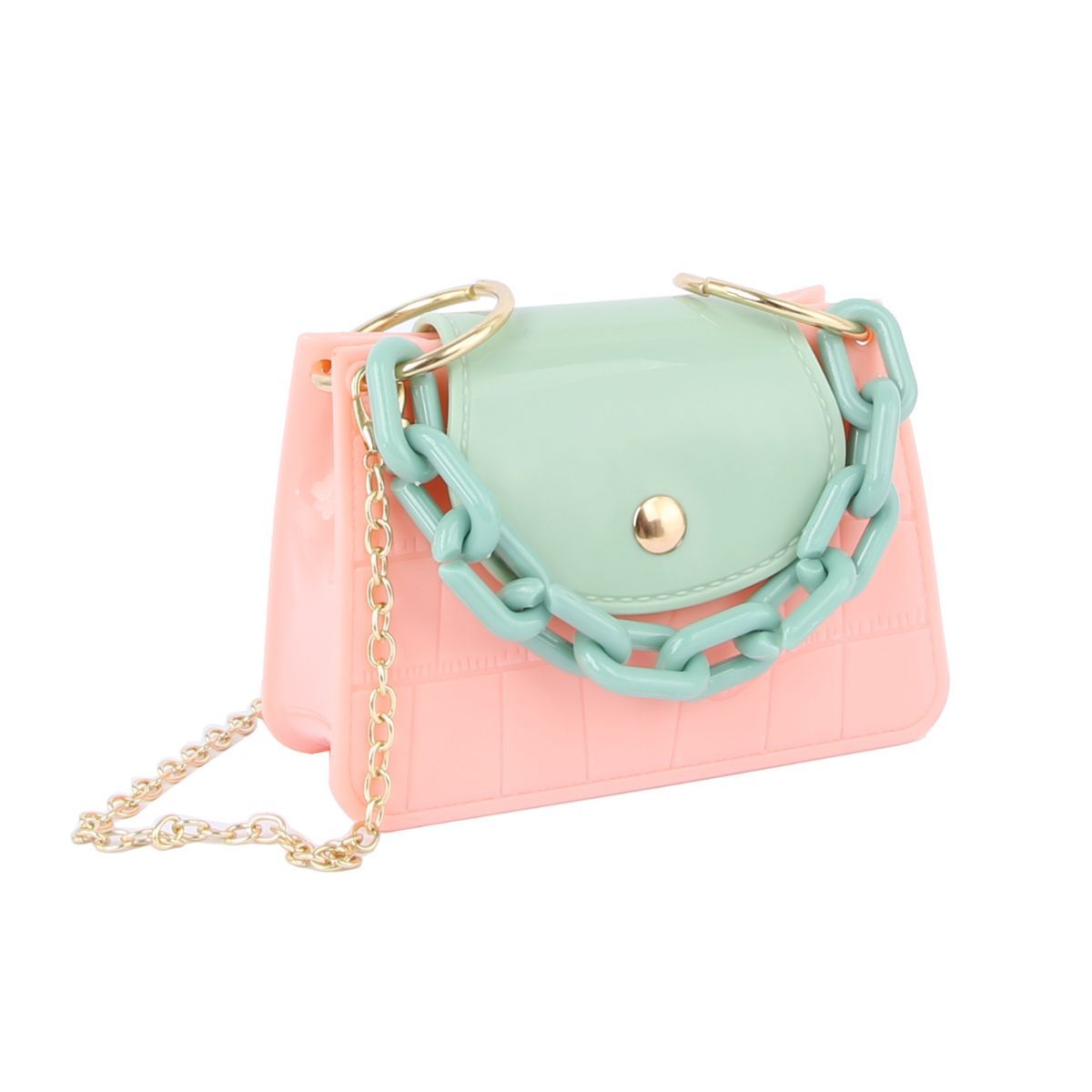 Pink and Mint Mini Jelly Crossbody Bag - Premium Wholesale Fashion Accessories from Pinktown - Just $23! Shop now at chiquestyles