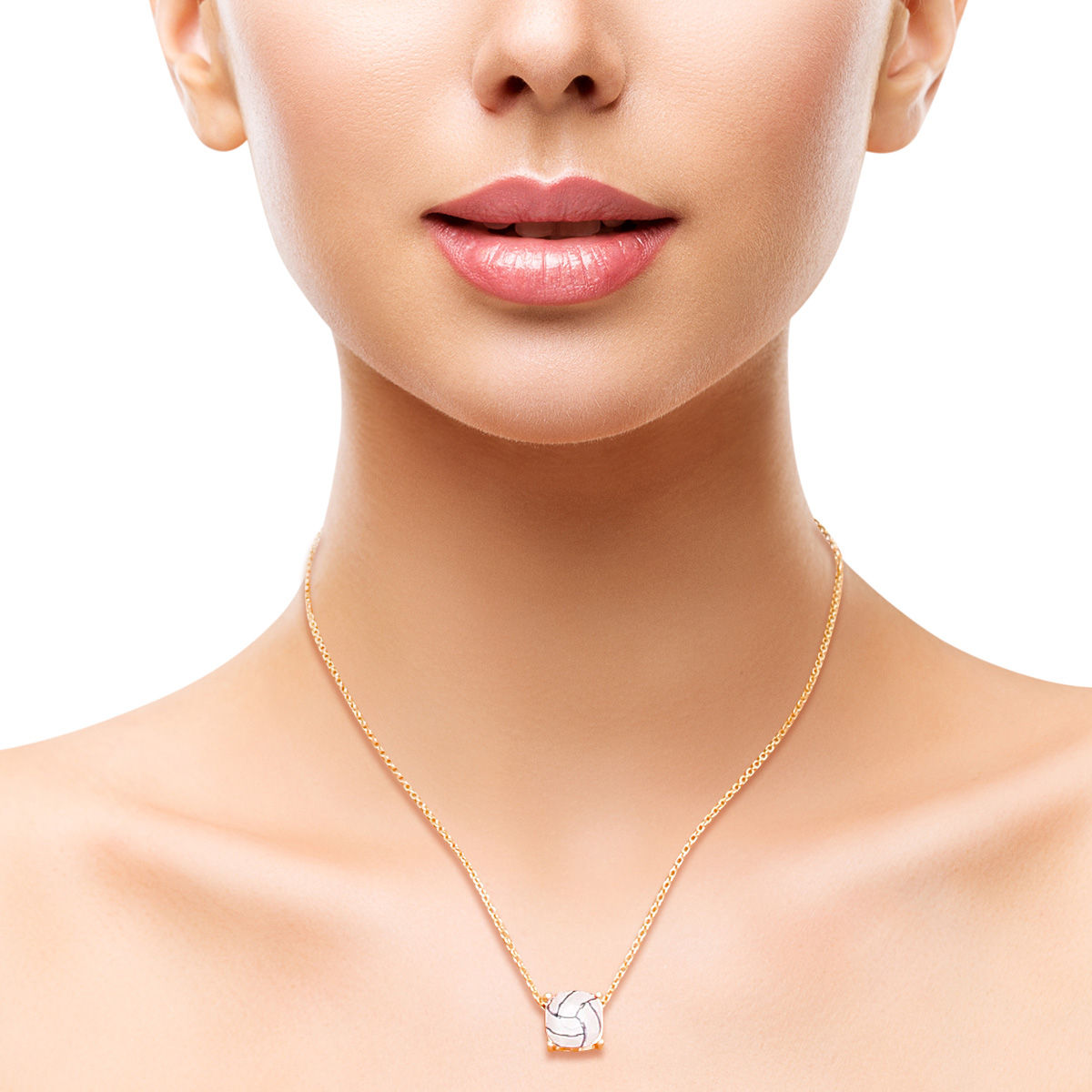 Gold Vollyball Cushion Cut Necklace - Premium Wholesale Jewelry from Pinktown - Just $7! Shop now at chiquestyles