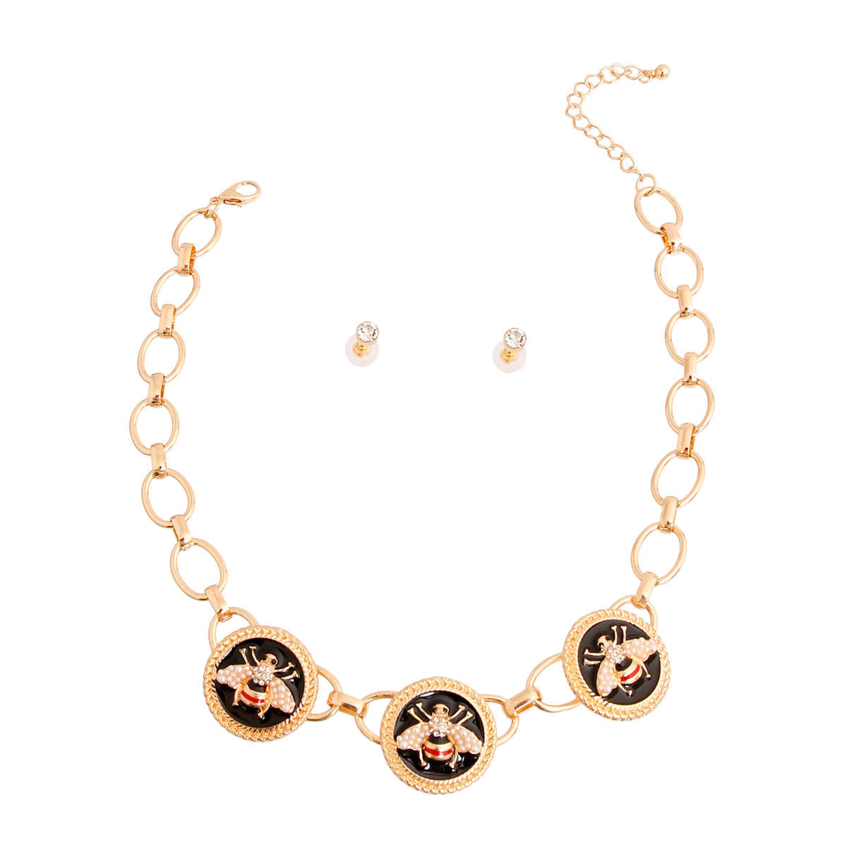 Designer Black Coin Bee Necklace|16 inches - Premium Wholesale Jewelry from Pinktown - Just $17! Shop now at chiquestyles