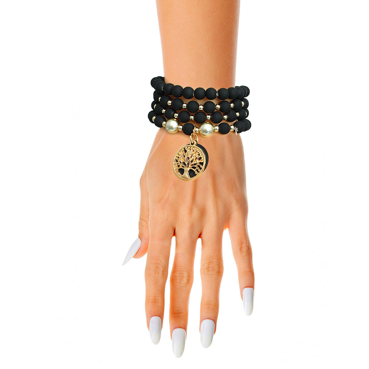 Matte Black Tree of Life Bracelets|Stretch to Fit - Premium Wholesale Jewelry from Pinktown - Just $13! Shop now at chiquestyles