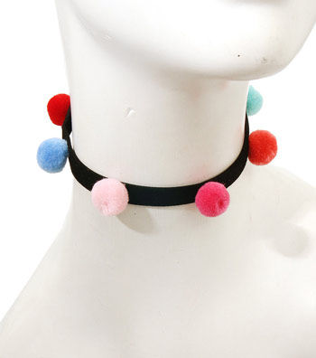 Pom Pom Choker Set|15 inches - Premium Wholesale Jewelry from Pinktown - Just $5! Shop now at chiquestyles