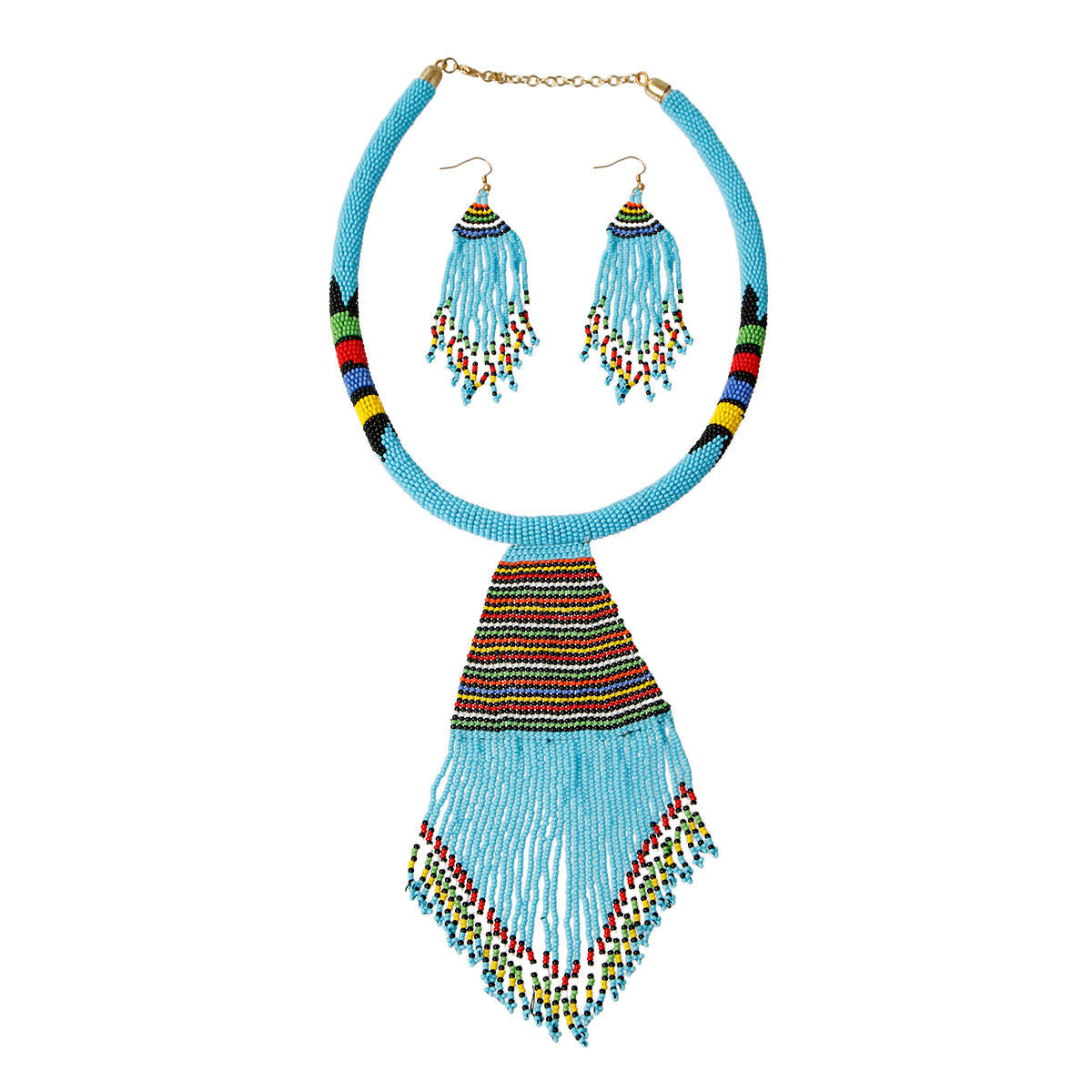 Blue Bead Tassel Necklace Set|20 inches - Premium Wholesale Jewelry from Pinktown - Just $30! Shop now at chiquestyles