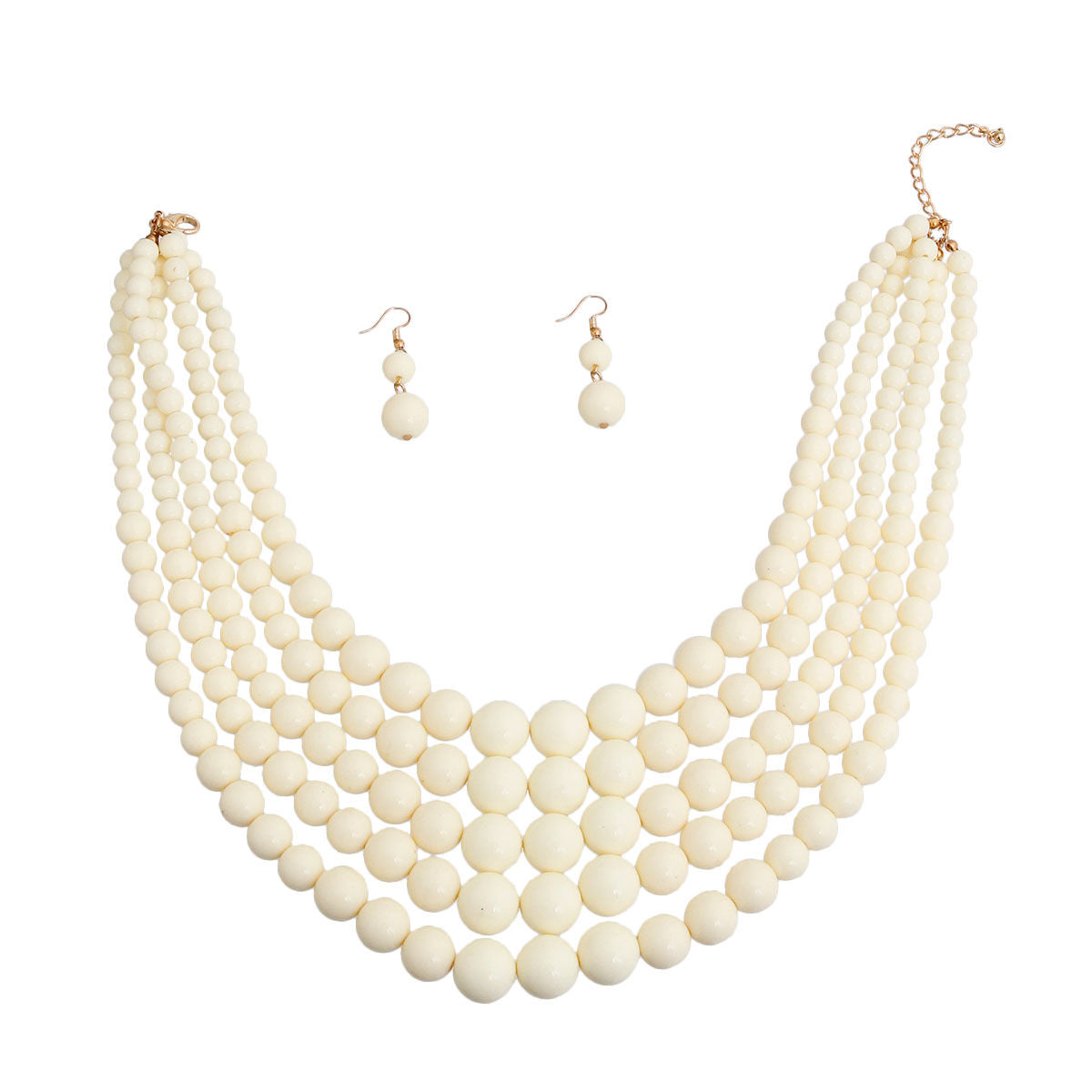 Ivory Bead 5 Strand Necklace|18 inches - Premium Wholesale Jewelry from Pinktown - Just $16! Shop now at chiquestyles