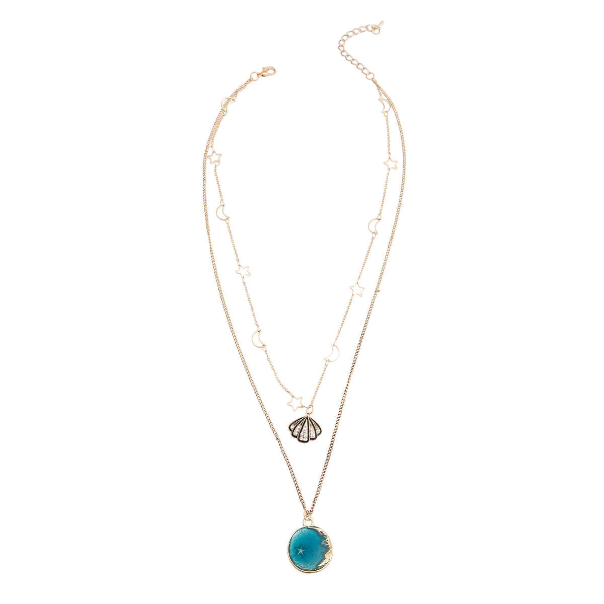 Moon and Stars Layered Necklace|18 inches - Premium Wholesale Jewelry from Pinktown - Just $7! Shop now at chiquestyles