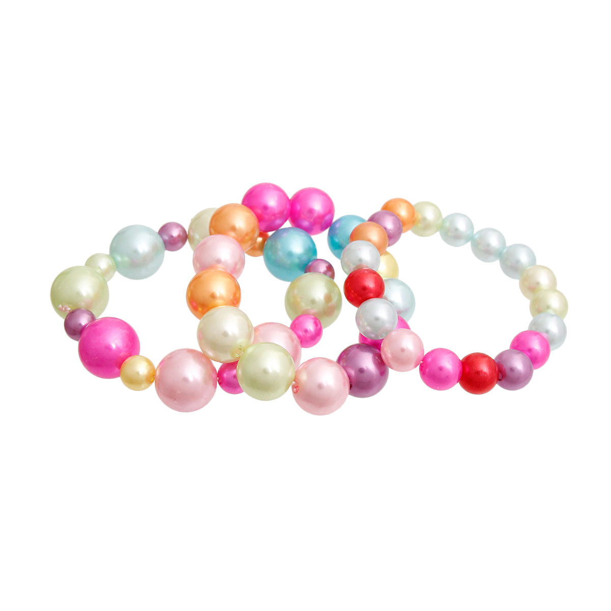 Rainbow Pearl 3 Pcs Bracelets|Stretch to Fit - Premium Wholesale Jewelry from Pinktown - Just $8! Shop now at chiquestyles