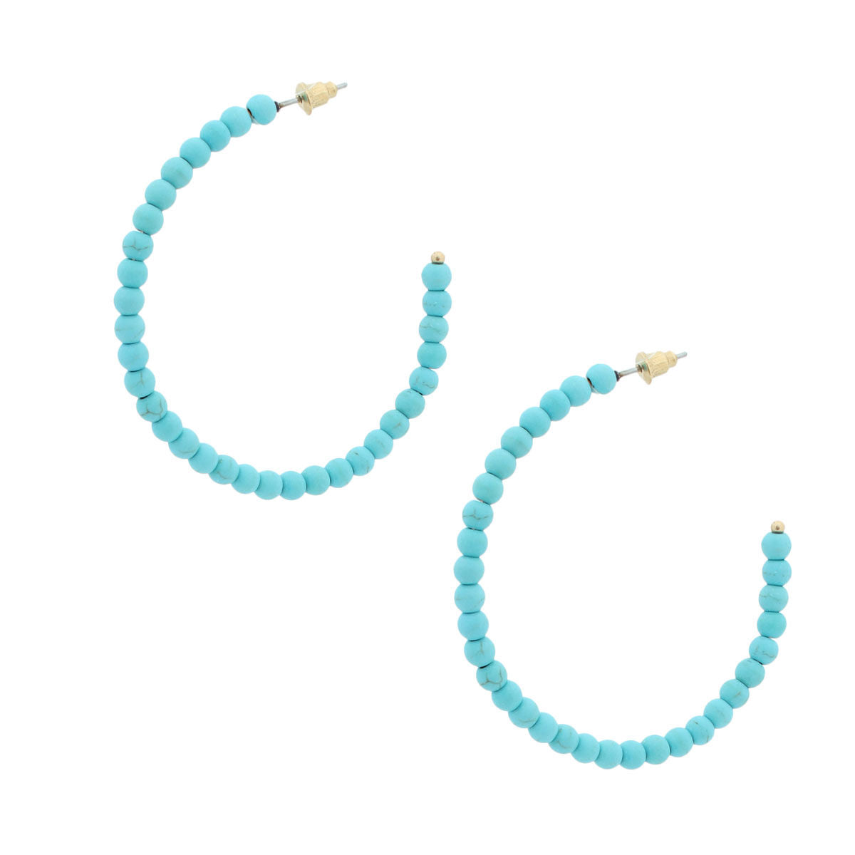 Turquoise Natural Stone Bead Hoops|2.17 inches - Premium Wholesale Jewelry from Pinktown - Just $9! Shop now at chiquestyles