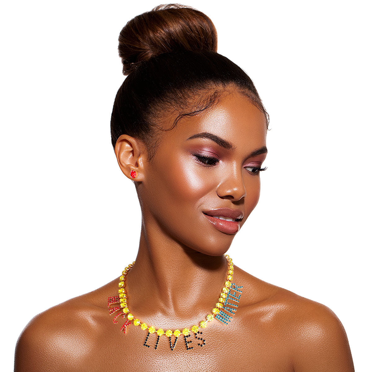 BLACK LIVES MATTER Multi Color Collar Necklace|20 inches - Premium Wholesale Jewelry from Pinktown - Just $16! Shop now at chiquestyles