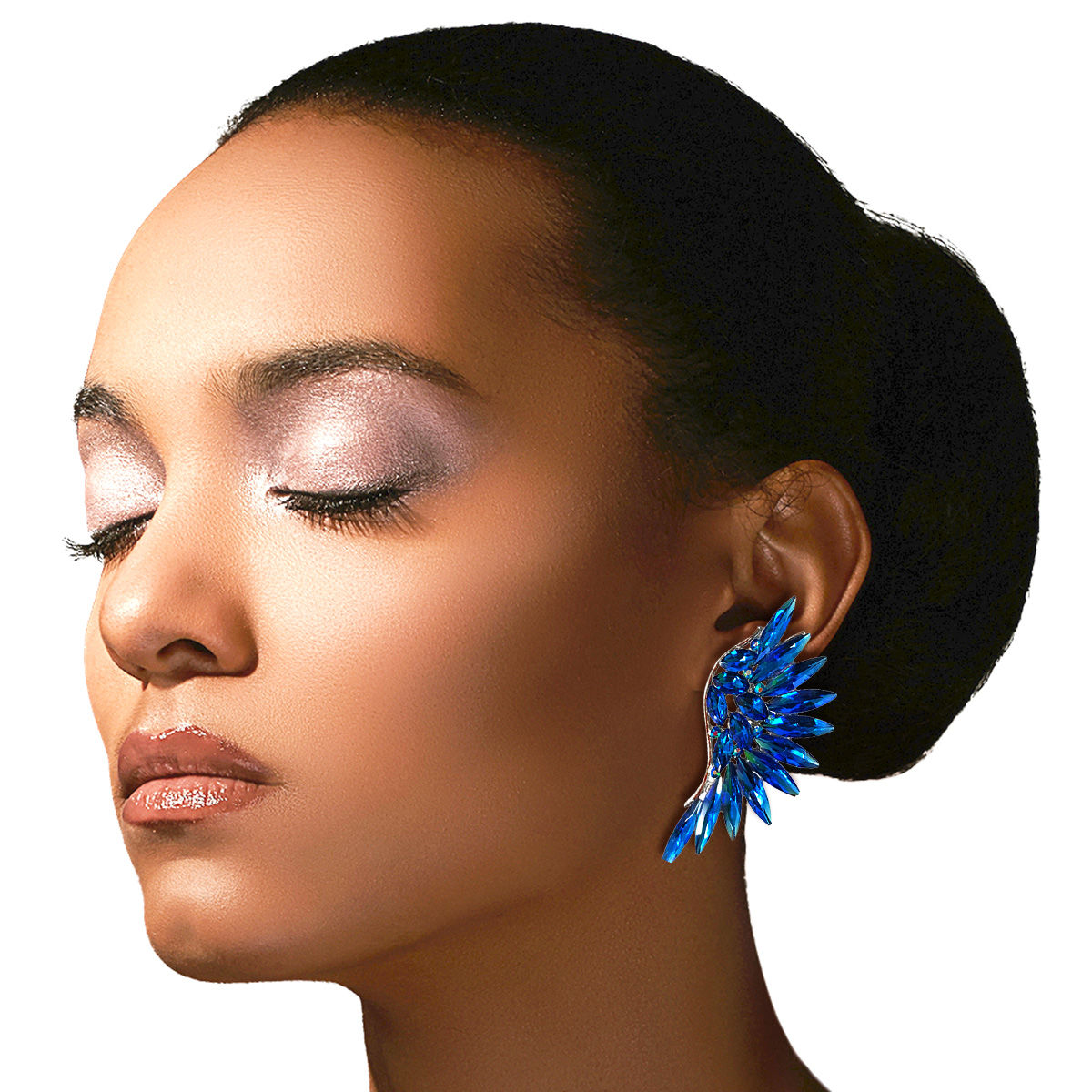 Royal Blue Rhinestone Wing Clip Ons|2.5 inches - Premium Wholesale Jewelry from Pinktown - Just $14! Shop now at chiquestyles