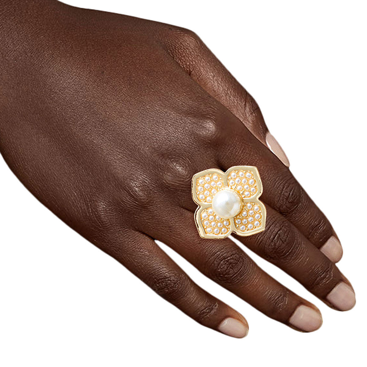 Pearl Luxury French Designer Flower Ring - Premium Wholesale Jewelry from Pinktown - Just $9! Shop now at chiquestyles