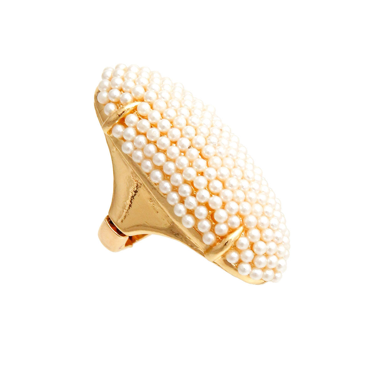 Cream Pearl Elongated Ring|Stretch to Fit - Premium Wholesale Jewelry from Pinktown - Just $11! Shop now at chiquestyles