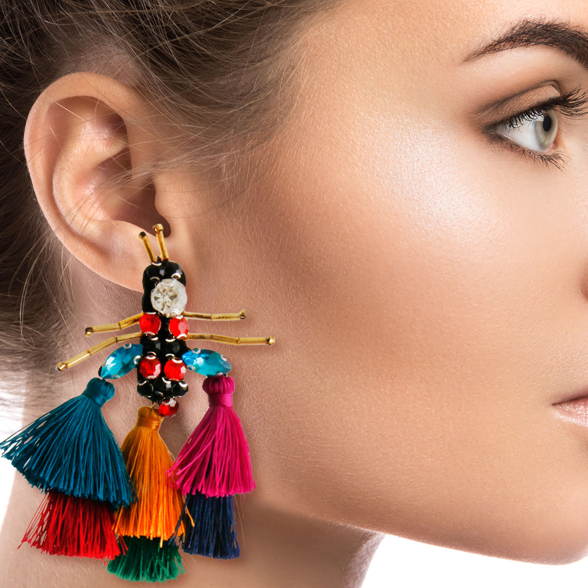 Rhinestone and Tassel Bee Earrings|3.25 inches - Premium Wholesale Jewelry from Pinktown - Just $13! Shop now at chiquestyles