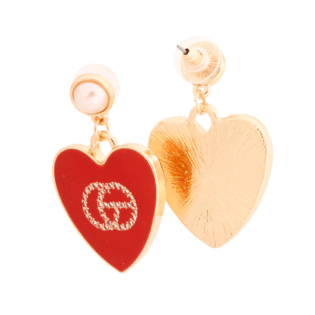Red Metal Heart Designer Earrings|1.75 inches - Premium Wholesale Jewelry from Pinktown - Just $11! Shop now at chiquestyles