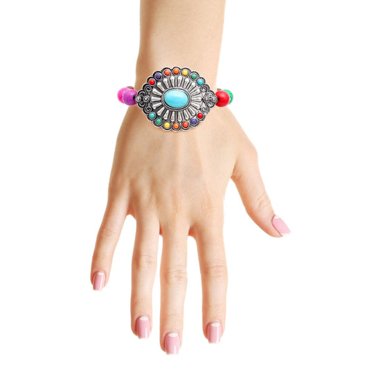 Multi Cracked Bead Turquoise Bracelet|Stretch to Fit - Premium Wholesale Jewelry from Pinktown - Just $12! Shop now at chiquestyles