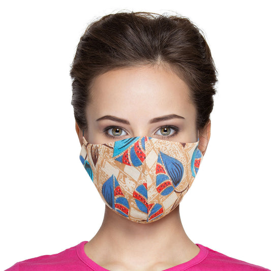 Blue Leaves Print Mask|Stretch to Fit - Premium Wholesale Fashion Accessories from Pinktown - Just $7! Shop now at chiquestyles
