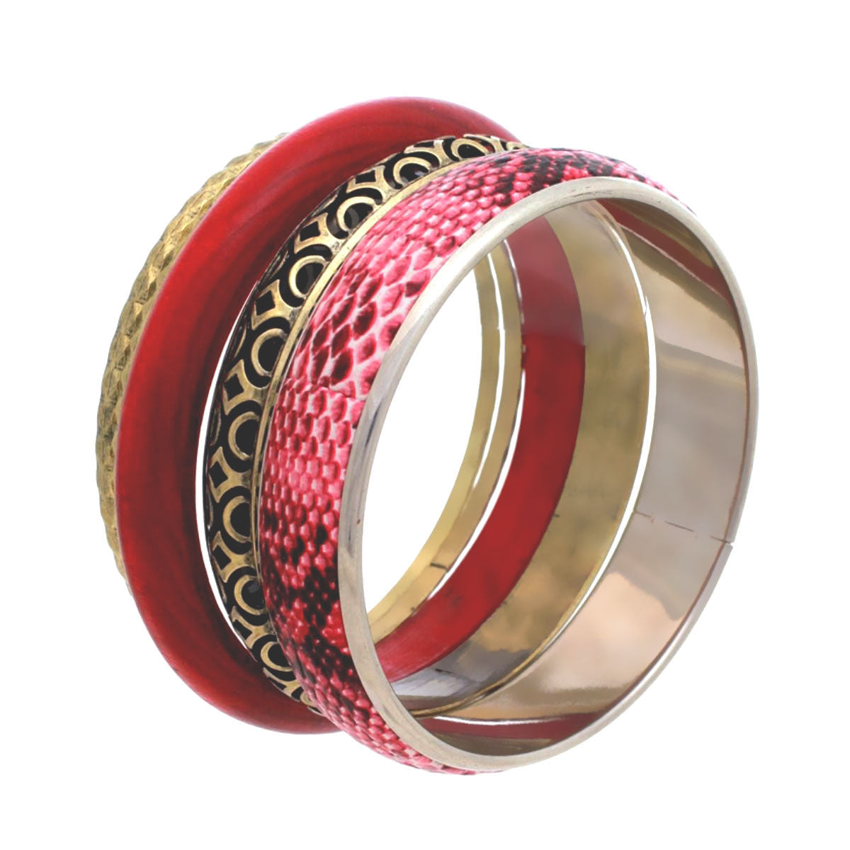 Burgundy Snake Skin Bangle Set|8.5 inches - Premium Wholesale Jewelry from Pinktown - Just $7! Shop now at chiquestyles