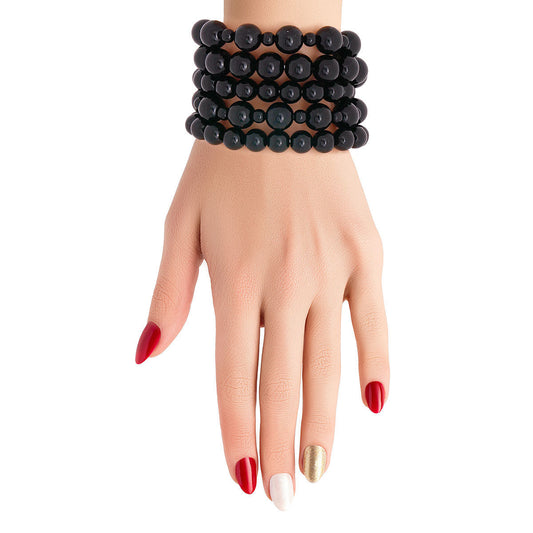 5 Pcs Black Pearl Bracelets|Stretch to Fit - Premium Wholesale Jewelry from Pinktown - Just $6! Shop now at chiquestyles