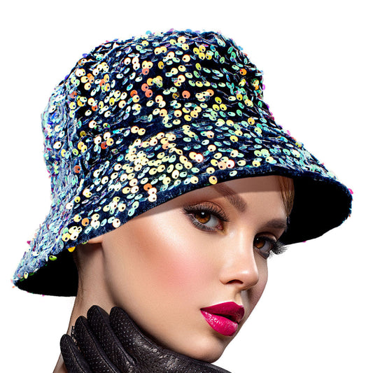 Blue Sequin Sparkle Bucket Hat|One Size - Premium Wholesale Fashion Accessories from Pinktown - Just $20! Shop now at chiquestyles