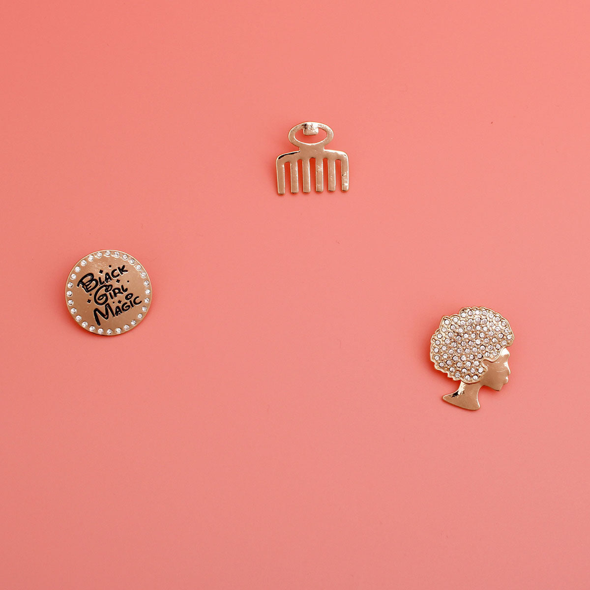 Gold 3 Pcs Black Girl Magic Studs - Premium Wholesale Jewelry from Pinktown - Just $15! Shop now at chiquestyles