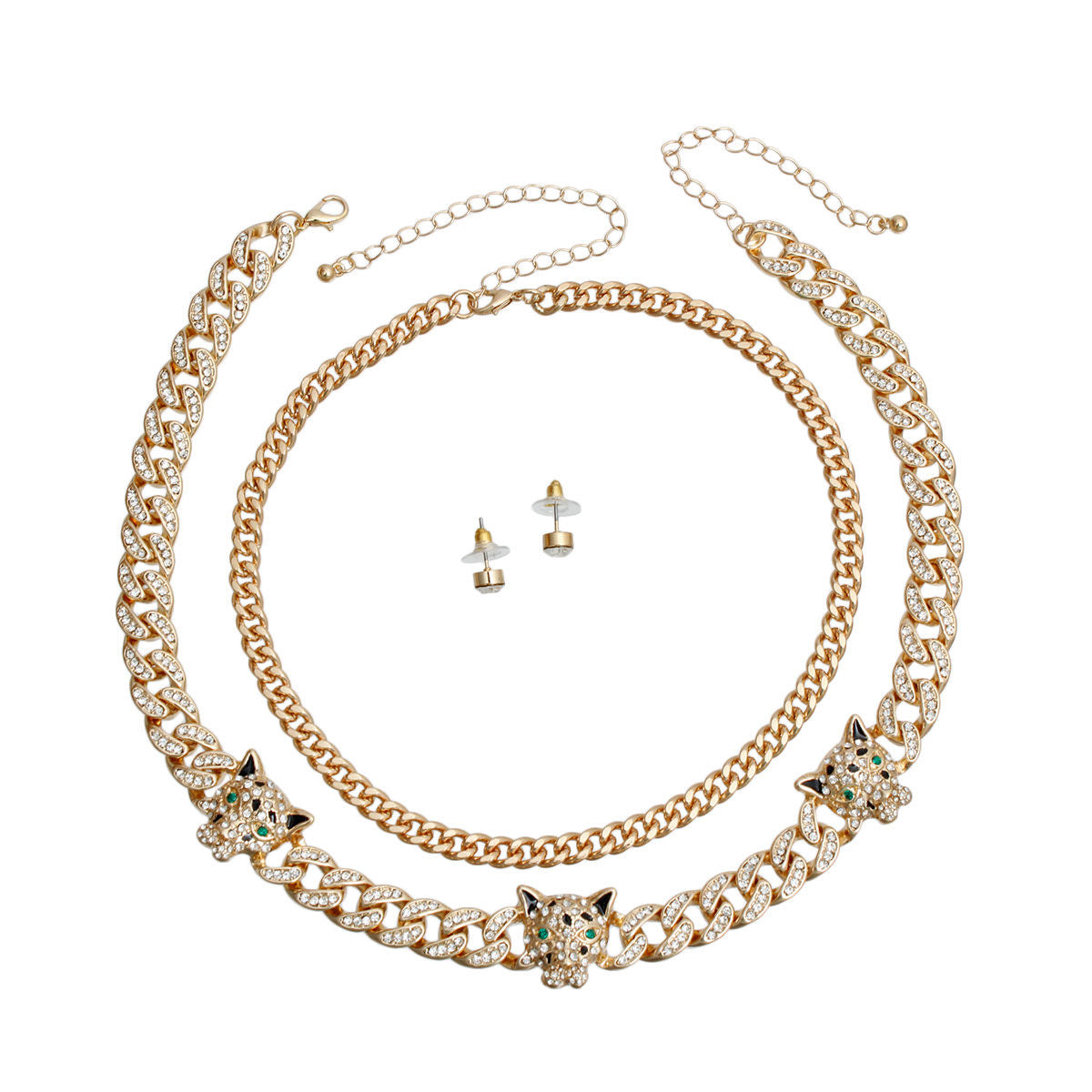 Gold Iced Cuban Leopard Chain Set|17 inches - Premium Wholesale Jewelry from Pinktown - Just $26! Shop now at chiquestyles