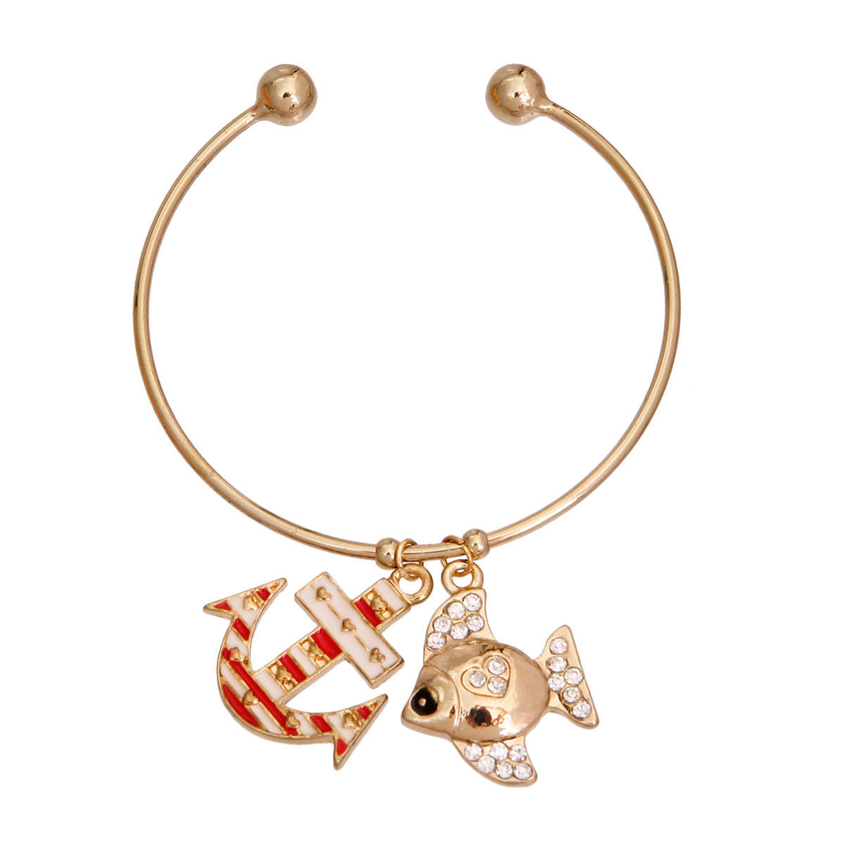 Burnished Gold Fish Charm Bracelet|Adustable - Premium Wholesale Jewelry from Pinktown - Just $5! Shop now at chiquestyles