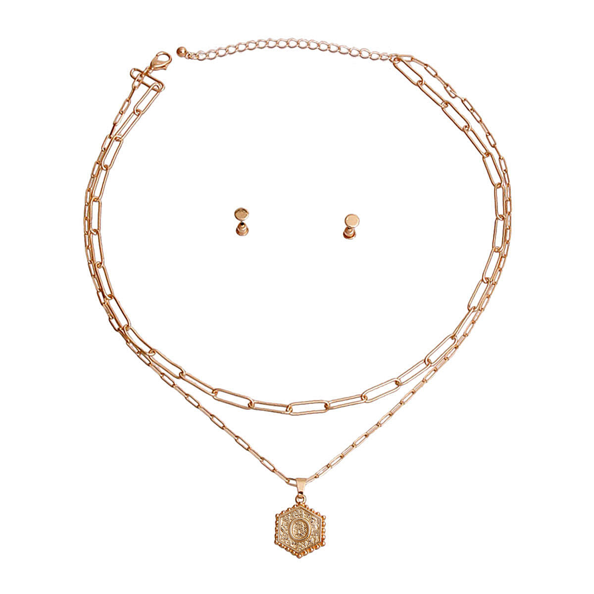 O Hexagon Initial Charm Necklace|17 inches - Premium Wholesale Jewelry from Pinktown - Just $13! Shop now at chiquestyles