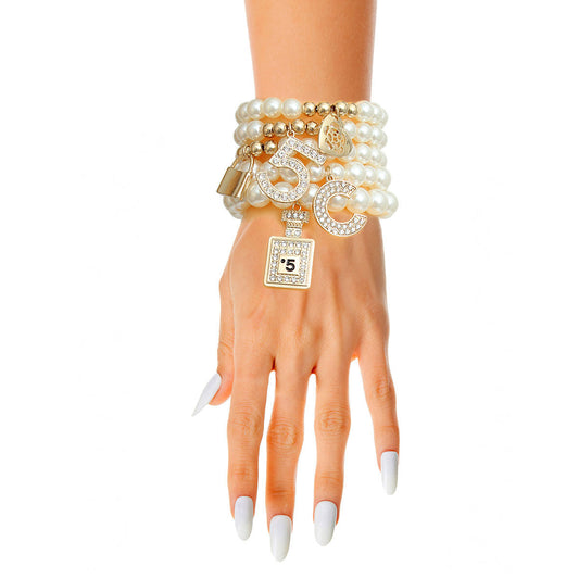 Cream Pearl Boutique Charm Bracelets|Stretch to Fit - Premium Wholesale Jewelry from Pinktown - Just $19! Shop now at chiquestyles