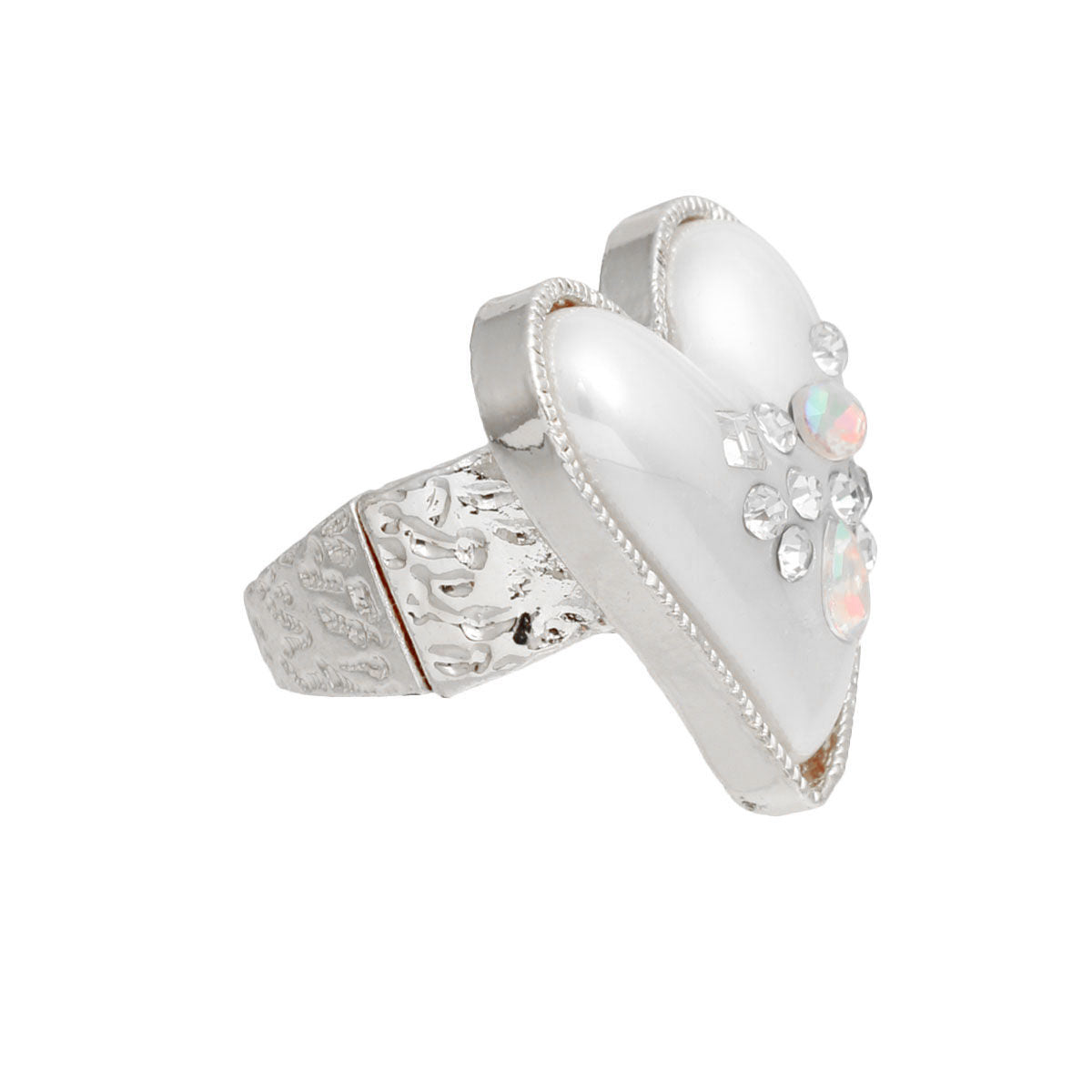 Silver Pearl Heart Ring - Premium Wholesale Jewelry from Pinktown - Just $12! Shop now at chiquestyles