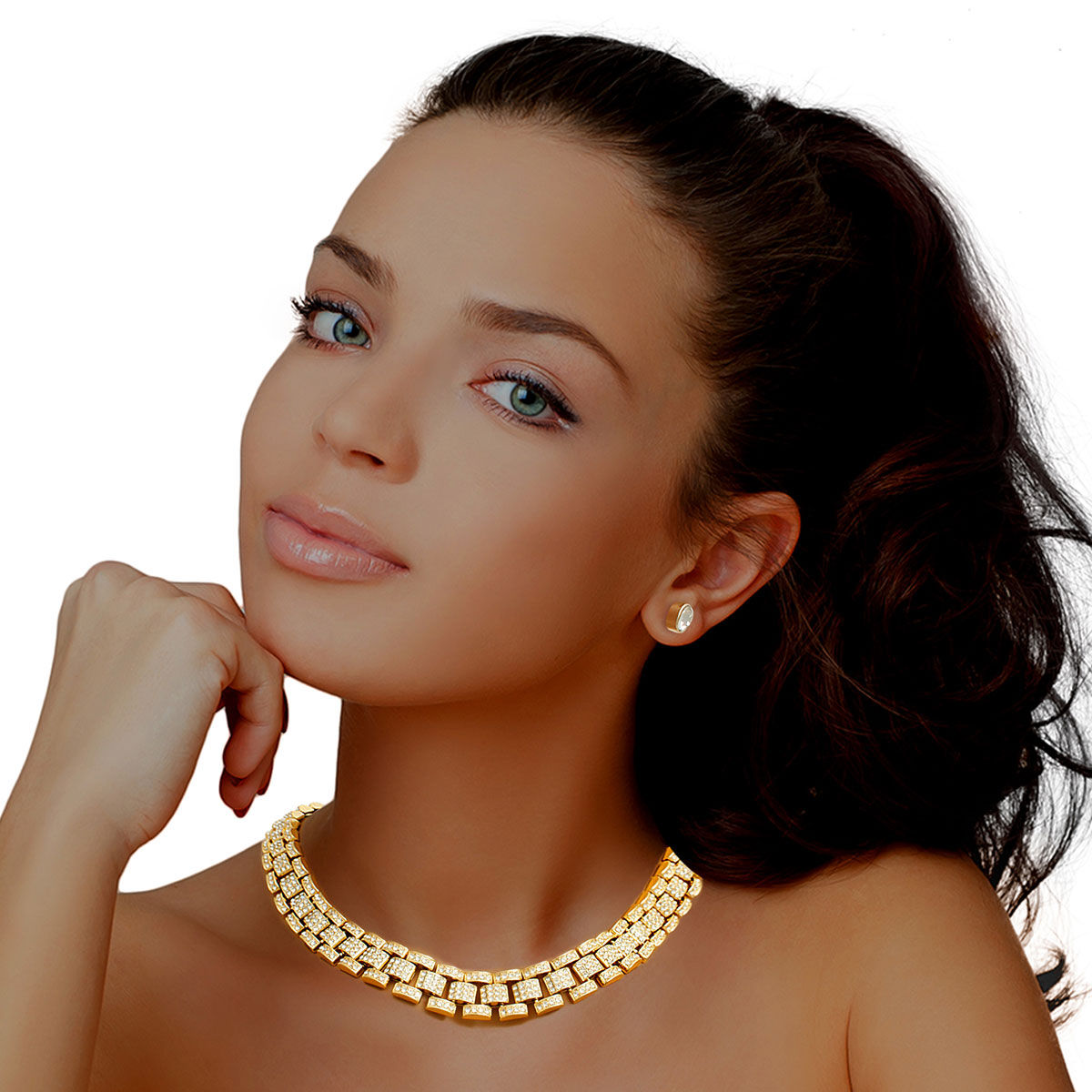 Iced Gold Watch Band Chain Necklace - Premium Wholesale Jewelry from Pinktown - Just $28! Shop now at chiquestyles