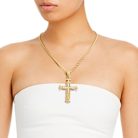 Gold Rigid Collar Elegant Cross Necklace|20 inches - Premium Wholesale Jewelry from Pinktown - Just $19! Shop now at chiquestyles