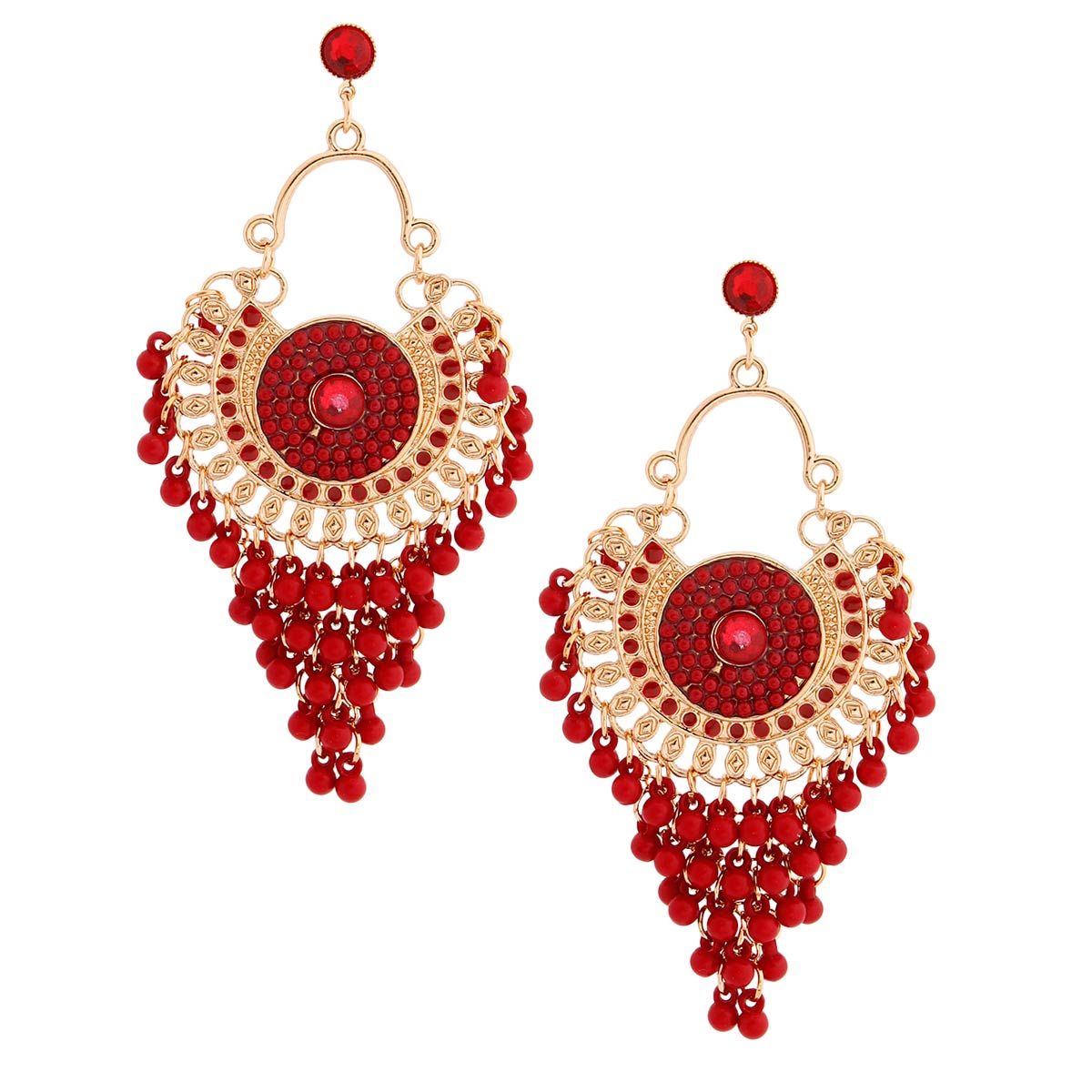 Burgundy Beaded Mandala Earrings|3.75 inches - Premium Wholesale Jewelry from Pinktown - Just $13! Shop now at chiquestyles