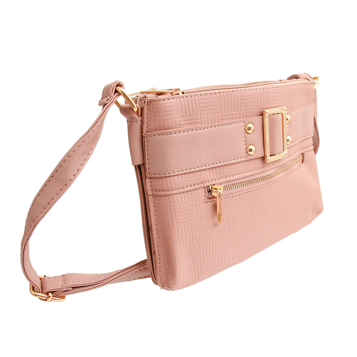 Mauve Leather Buckle Crossbody|10 x 8 x 2 inches - Premium Wholesale Fashion Accessories from Pinktown - Just $38! Shop now at chiquestyles