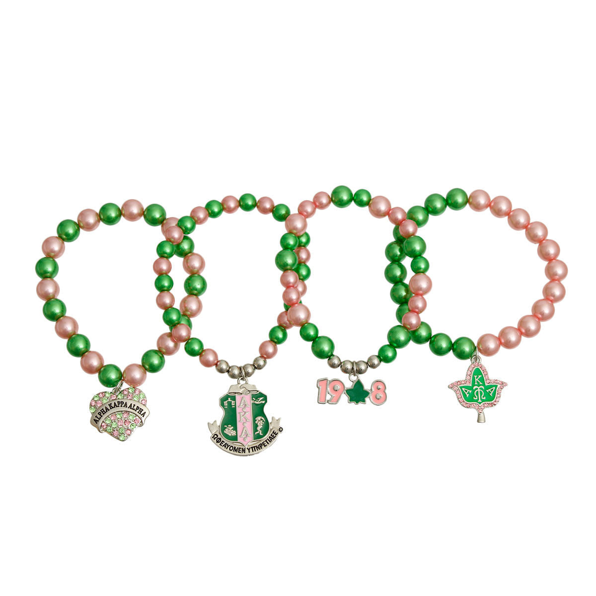 Sorority Inspired Pink Green Pearl Bracelets|Stretch to Fit - Premium Wholesale Jewelry from Pinktown - Just $19! Shop now at chiquestyles